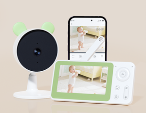 4.3インチディスプレイ付きWi-Fiワイヤレスベビーモニター、1080Pカメラ、モニターとスマートフォンアプリ経由のレビュー、泣き声/音/動き検知 - Product Image 1