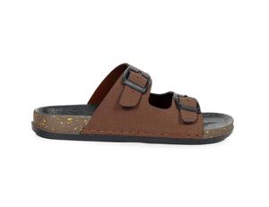 Sandales marron à double boucle, à bout ouvert, décontractées et confortables, avec semelle texturée - Product Image 4