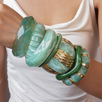 Bracelet dégradé brillant en acrylique vert olive, style européen et américain, personnalisable, bracelet de mode