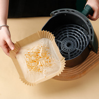 100 pièces multi-usages 8 pouces carrés jetables Air friteuse doublures papier de cuisson pour la maison cuisine Restaurant