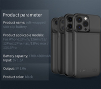 Étui de batterie Li-Polymère ultra-mince 4800 mAh de haute qualité à charge rapide avec affichage LED pour iPhone 12, emballage souple et clip latéral