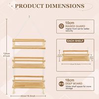 Étagère de rangement suspendue en bois à 3 niveaux, trapézoïdale, réglable, pour jouets en peluche et animaux en peluche, design flottant bohème pour chambre d'enfant