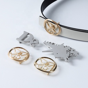 YHG Créateurs de mode en relief Logo personnalisé Mesdames Boucles de ceinture en strass en acier inoxydable en alliage de zinc pour la marque - Product Image 5