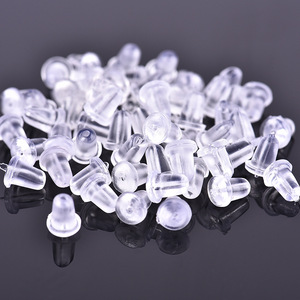 Soportes Transparentes para Pendientes de Resina Plástica Redondos para Fabricación de Joyería, 48 Unidades en Bolsa - Product Image 1