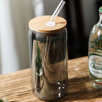 Exportation transfrontalière : Gobelet à cola 16oz en verre borosilicate à paroi simple, résistant à la chaleur, réutilisable, moderne, pour fêtes, boissons froides et jus