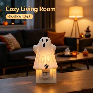 Lámpara LED Nocturna de Fantasma de Halloween con la Palabra 'BOO' y Araña - Iluminación Decorativa para el Hogar, Lámpara de Pared Enchufable, Decoración para Habitación Infantil - Product Image 3