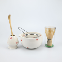 Ensemble de thé matcha en céramique sûre et écologique, fouet et cuillère à thé japonais, coffret cadeau 4/5 pièces avec outils pour la préparation du thé