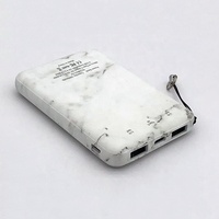 Mini Power Bank Slim 5000mAh, couleur blanche et noire, taille de carte bancaire, powerbank avec double USB Micro Type C