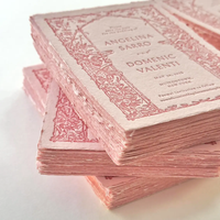 Cartes d'invitation de mariage personnalisées en papier coton de luxe, imprimées en typographie, gaufrées, débossées, avec bordure déchirée à la main, élégantes et simples