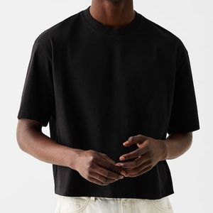 Artı ölçekli erkekler Tshirt % 100% pamuk hızlı kuru T-<span class=keywords><strong>shirt</strong></span> <span class=keywords><strong>Streetwear</strong></span> kırpılmış Boxy Fit boy Tee gömlek - Product Image 4