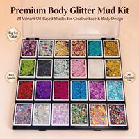 Kit de Paillettes et Gel Scintillant à Base d'Huile 24 Couleurs pour Corps et Visage – Grand Format Portable pour Maquillage Scénique Enfants et Adultes