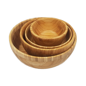 Bols en bambou ronds en bois du Vietnam avec couvercle cuillère et fourchettes pour la maison restaurant mariage-cadeau de vaisselle du Vietnam - Product Image 1
