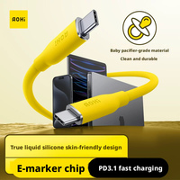 Câble de données Aohi 140W en silicone souple, câble de charge 240W, double port type-C, charge rapide PD3.1, charge flash