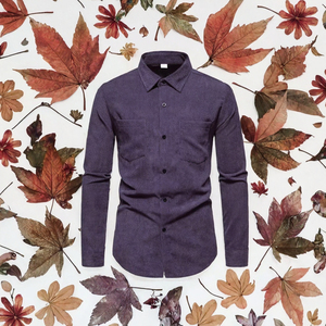 Camisa Casual de Pana para Hombre, Manga Larga, Cuello Camisero, Botones, Tela de Sarga, para Primavera y Otoño - Product Image 3