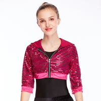 Costumes de danse hip-hop cool pour femmes MiDee, veste à capuche en sequins brillants pour adultes, veste zippée, hauts, vêtements de performance de jazz moderne