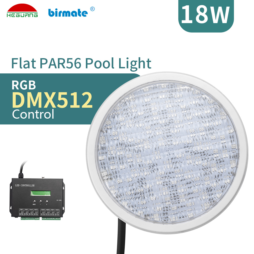 18W 5Wires RGB DMX Control Multicolor ABS ultra Flat PAR56 Led Underwater Swimming Pool Light