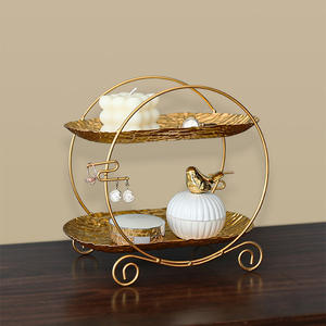 ชั้นวางเค้กเหล็กสไตล์ยุโรป ชั้นวางขนมโลหะสำหรับโรงแรม ของตกแต่งบ้าน ถาดเก็บอาหารและเครื่องสำอาง - Product Image 5