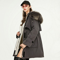 Vente en gros personnalisée Manteau en duvet de canard hiver 2023 pour femmes Parka de longueur moyenne Veste pour femmes en fourrure