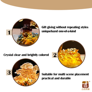 Lớn handmade tiền cây điêu khắc Lost-Wax đúc liuli với đồng tiền vàng thỏi Cóc Phong Thủy cho sự giàu có kinh doanh thành công - Product Image 3