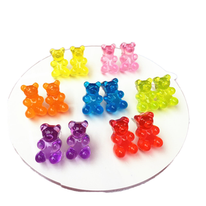 Venta directa <span class=keywords><strong>de</strong></span> fábrica Creative Candy-Colored Resin Little Bear Stud Pendientes Chapado en oro <span class=keywords><strong>con</strong></span> perla Piedra principal al por mayor - Product Image 1