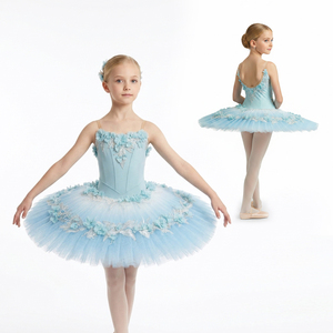 Vestido de Tutú de Ballet Azul Profesional, Tutú Floral para Actuación en Escenario, Disfraz de Danza, Disfraz de Ballet Clásico de la Bella Durmiente - Product Image 4