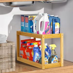 Bamboo 2-tier <b>Storage</b> Rack 50X30cm Freestanding For Bathroom Kitchen Bedroom <b>Dressing</b> <b>Table</b> Home Organization - Product Image 2