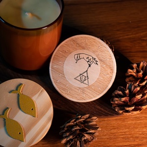 Couvercle de bougie en bois naturel personnalisé WeWood du Vietnam avec poignée, logo gravé, couvercle de pot en bois écologique pour bougie parfumée - Product Image 5