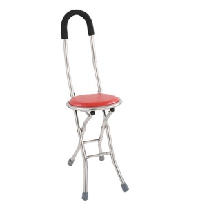 Tabouret pliant en acier inoxydable avec siège rouge antidérapant, portable pour une utilisation en extérieur - Product Image 4