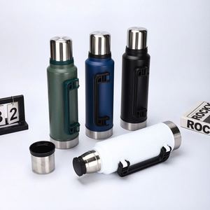 Bouteille d'eau de sport de voyage 1L 1.4L 1.9L en acier inoxydable, thermos isotherme sous vide avec poignée, durable - Product Image 2