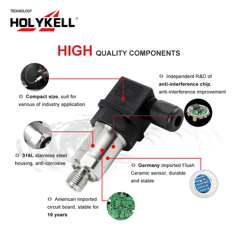 HOLYKELL HPT300-S transdutor de pressão sensores de monitoramento de pressão 150Psi transmissor de pressão 4-20ma