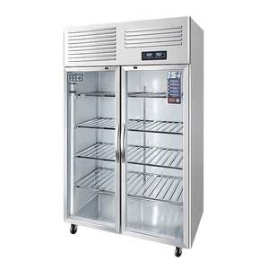 Armoire Réfrigérée et de Conservation Verticale Commerciale à Double Porte Vitrée en Acier Inoxydable pour Cuisine Professionnelle - Product Image 1