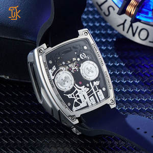 Montre-Bracelet Moteur de Voiture de Luxe Tendance, Ovale en Acier Inoxydable, Bracelet en Silicone et Caoutchouc 22mm, Mouvement NH05 pour Homme - Product Image 2