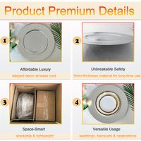 Assiettes de présentation décoratives modernes en plastique doré de 13 pouces à bord festonné pour mariage, durables et écologiques