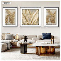 Vente en gros de plantes à feuilles dorées de haute qualité pour la décoration intérieure. Tableau mural en cuir imprimé UV.