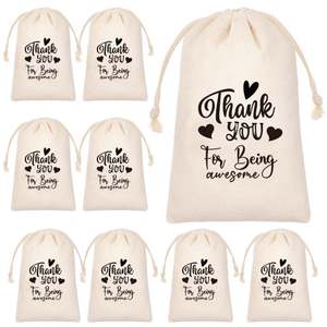 Bolsa de Satén de Algodón con Cordón, Venta Caliente, Yiwu, Reciclable, con Estampado de Acción de Gracias para Velas, Gracias por su Compra Transfronteriza - Product Image 3