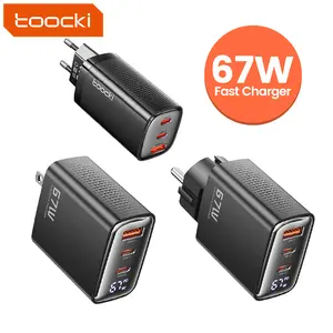 Toocki Led Display Super Fast Wall Charger 67W Mobile Phone Travel PD 65W GaN Charger Usb C Laptop Charger Adapter