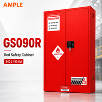 Armoire de sécurité pour matériaux inflammables 340L (90 gallons) rouge à double porte en acier pour stockage de produits chimiques pour écoles, ateliers et achats professionnels