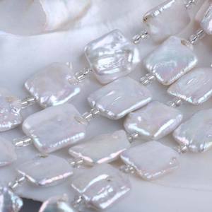 Perles de culture d'eau douce naturelles Keshi de 18 cm, accessoires de bijouterie, baroque blanc, 16-22 mm, gros bloc semi-fini pour projets de bricolage - Product Image 4