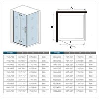 Cabine de douche angulaire DF avec porte pliante, fixation murale, verre trempé 8-10 mm, barre stabilisatrice anti-calcaire, chrome poli