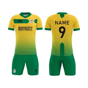 Sublimation Yellow Green Soccer Jersey Sets Full Set Soccer Uniform For Men's Practice Soccer Football Wear