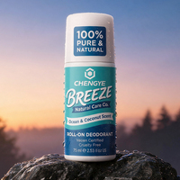 Нежный натуральный дезодорант-ролик Ocean Coconut для чувствительной кожи, без алюминия, нелипкий, с длительным свежим ароматом, 75 мл
