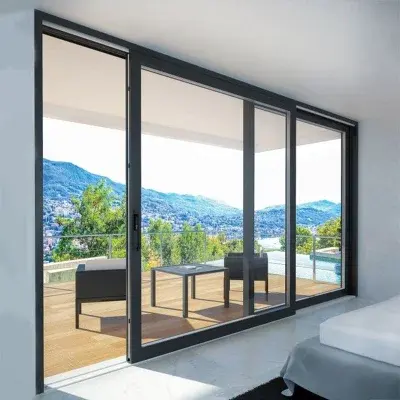 Nuevo diseño puertas interiores insonorizadas casas de Villa ahorro de energía doble vidrio puerta corredera de aluminio