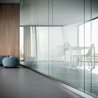 Cloison de séparation en verre pour bureau, sans cadre, simple/double vitrage, personnalisable, avec verre transparent