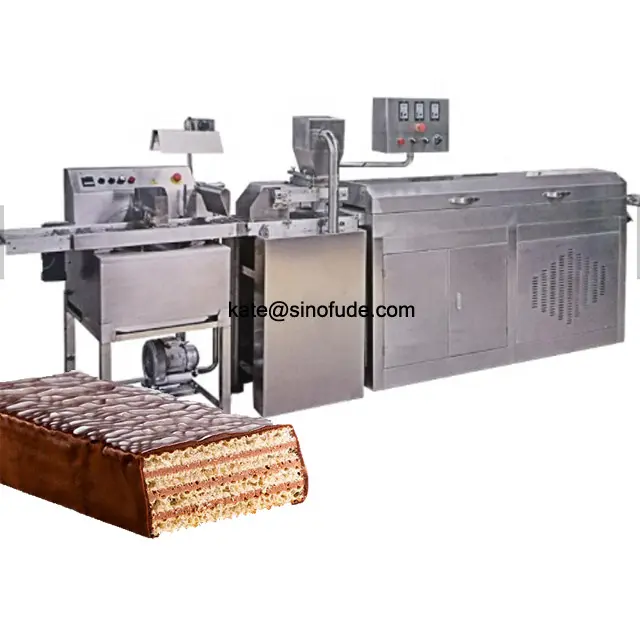 Kleine chocolade enrobing machine/snicker coating productielijn/chocolade bar snoep maken machines