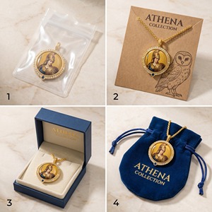 Collar Talismán Diario con Colgante Athena de Sabiduría para el Éxito Profesional, Regalo de Graduación, Gema <span class=keywords><strong>Azul</strong></span> de Zirconia, Chapado en Oro de 18K, Proveedor de Boutique - Product Image 3