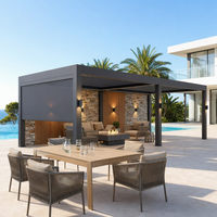 Gazebo motorisé en alliage d'aluminium 3x3m pour l'hiver, résistant à la pluie et au vent, abri pour jardin, patio, espace de vie extérieur