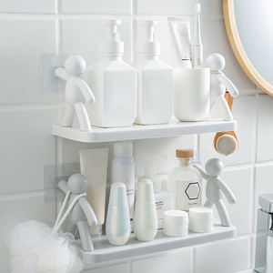 Household Simple Punch-free Wall Hanging Human-shaped Guardrail <b>Hook</b> Rack Bathroom Shelf With <b>Hook</b> <b>Kitchen</b> Storage Rack - Product Image 1