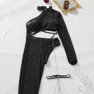 DIERLOVE Combinaison scintillante découpée pour femme avec strass, tenue de club, tendance <span class=keywords><strong>TikTok</strong></span>, mode féminine - Product Image 2