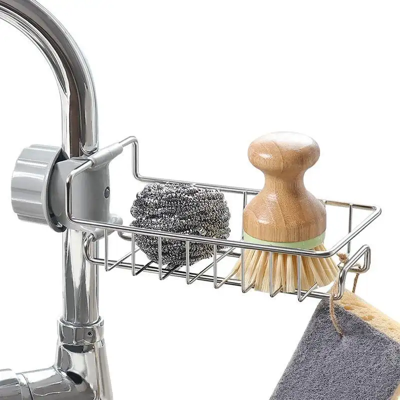 Home Organizer Adjustable Sink Faucet Storage Rack Soap Drainer Shelf Basket Bathroom Kitchen sponge holder