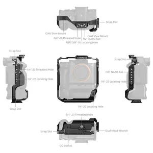 Jaula para cámara <span class=keywords><strong>Sony</strong></span> A7 V/7 IV/7R V/7R IV/<span class=keywords><strong>7S</strong></span> III/A1 con agarre vertical VG-C4EM, placa Arca Swiss, doble cold shoe y riel NATO de 1/4 de pulgada - Product Image 4